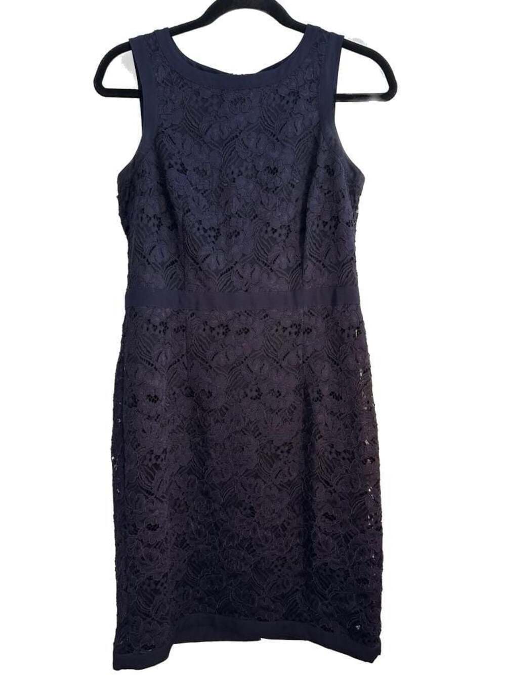 Ann Taylor Navy Blue Lace Sleeveless Sheath Dress Size 4